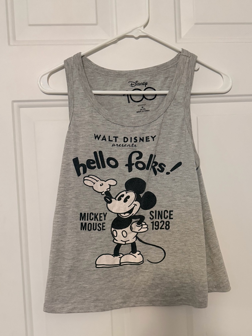Disney Gray Tank Top with Navy & Cream Mickey Graphic